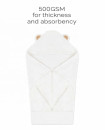 Newborn up to 5years 500 GSM Plush Soft Baby Hooded Towel Bamboo Hypoallergenic 35 x 35 Inch for Sensitive Skin White